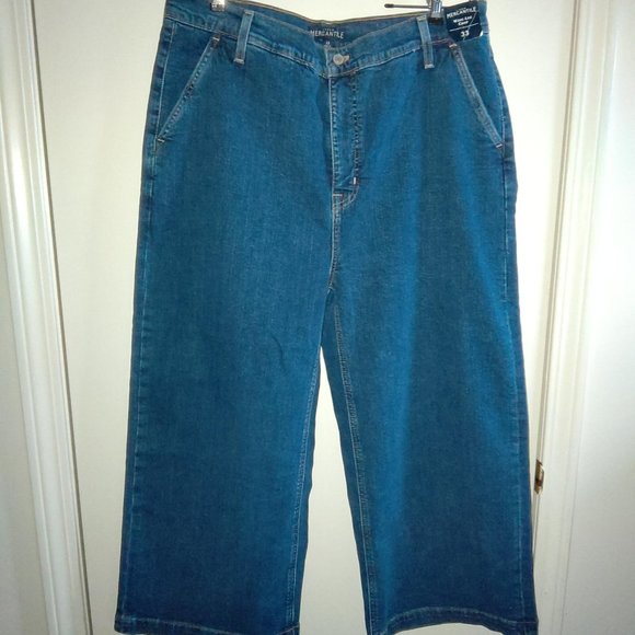 J.Crew Mercantile high waist, wide-leg crop jean, size 33, medium-dark wash - Picture 2 of 3